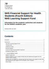 NHS Financial Support for Health Students (Fourth Edition): NHS Learning Support Fund Information for the academic authorities and students for the 2020/21 academic year
